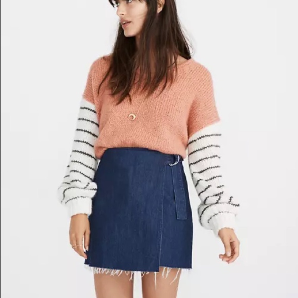 Madewell Raw Hem Wrap Denim Skirt NWOT